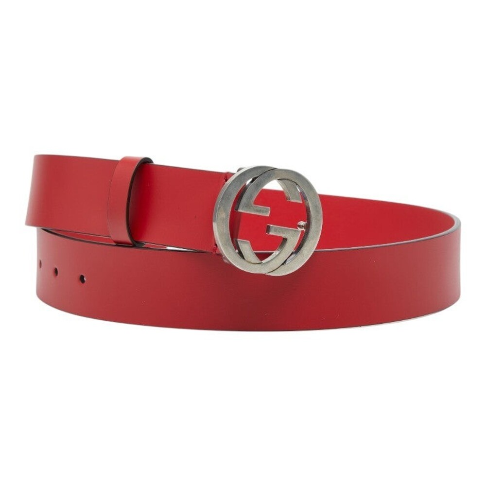 Gucci Interlocking G Logo Leather Belt Red